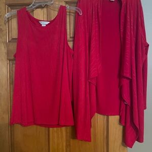 Christopher & Banks Bold Red Cardigan and Tank Set